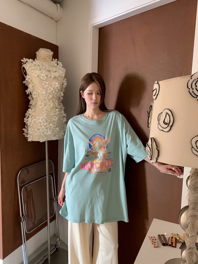 MAISONDEGLORY東大門實拍韓國女士新款熱賣26夏季T恤圓點MAISON DE GLORYT恤