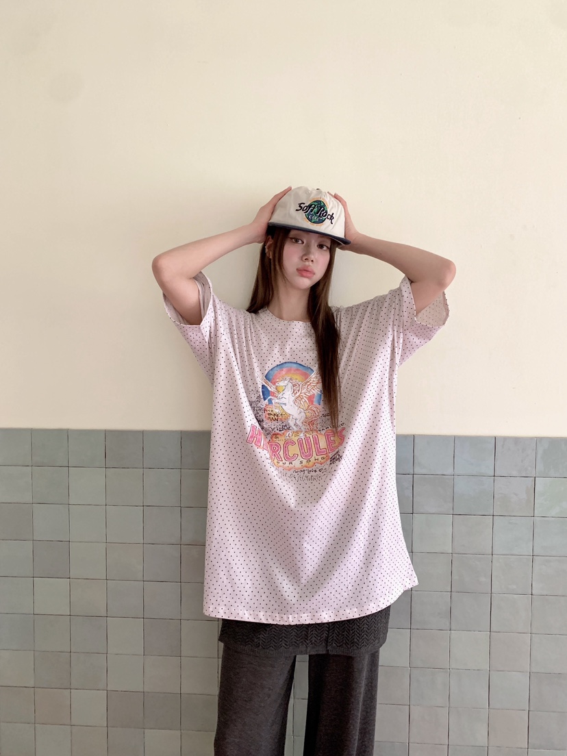 MAISONDEGLORY東大門實拍韓國女士新款熱賣26夏季T恤圓點MAISON DE GLORYT恤圖色2