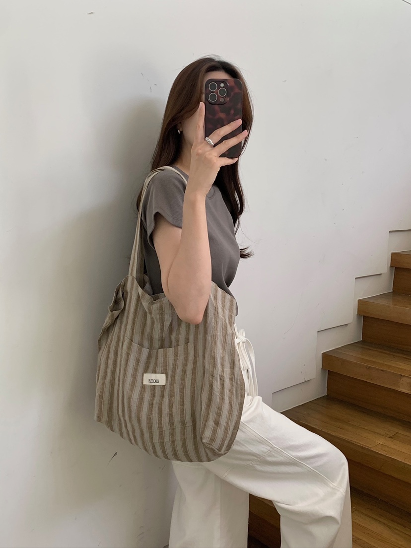 BLEECKER韓國東大門代購女裝新品26夏季休閑單肩斜跨包亞麻BLEECKER單肩/斜跨包