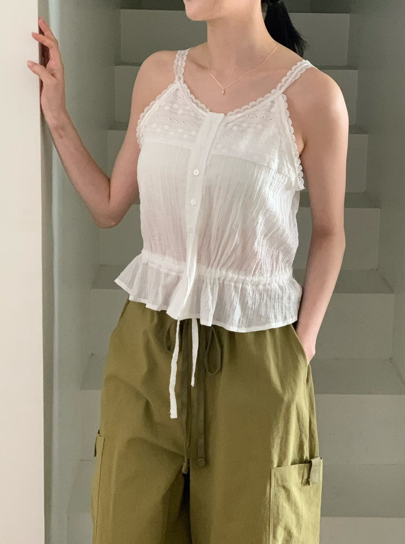 BINUS韓國直郵女士新款推薦人氣熱賣職業吊帶背心蕾絲無袖BINUS吊帶/背心圖色1