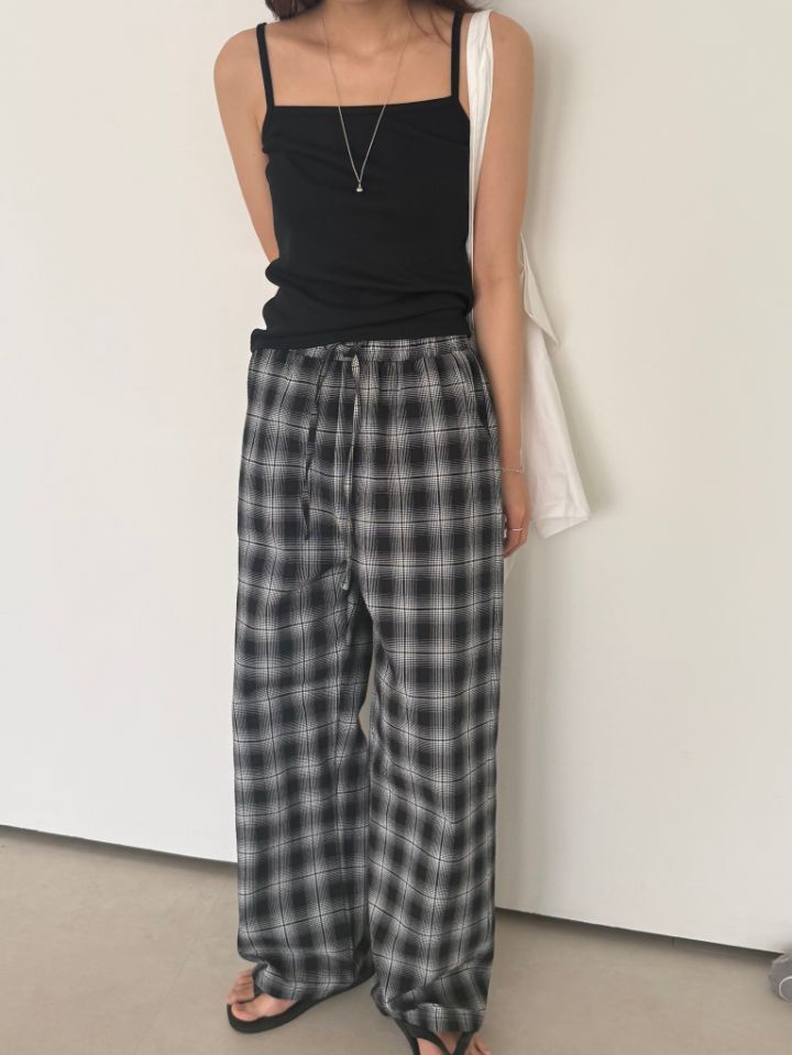 KOMOREBI東大門實拍韓國女士新品人氣休閑26春夏休閑褲格紋KOMOREBI休閑褲