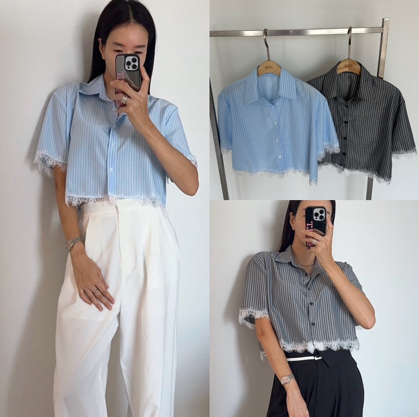 SOUIT東大門實拍韓國女士新款26春夏26夏季人氣襯衫蕾絲衫SOUIT by mabel-L襯衫/蕾絲衫