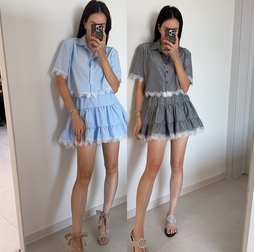 SOUIT東大門實拍韓國女士新款26春夏26夏季人氣襯衫蕾絲衫SOUIT by mabel-L襯衫/蕾絲衫