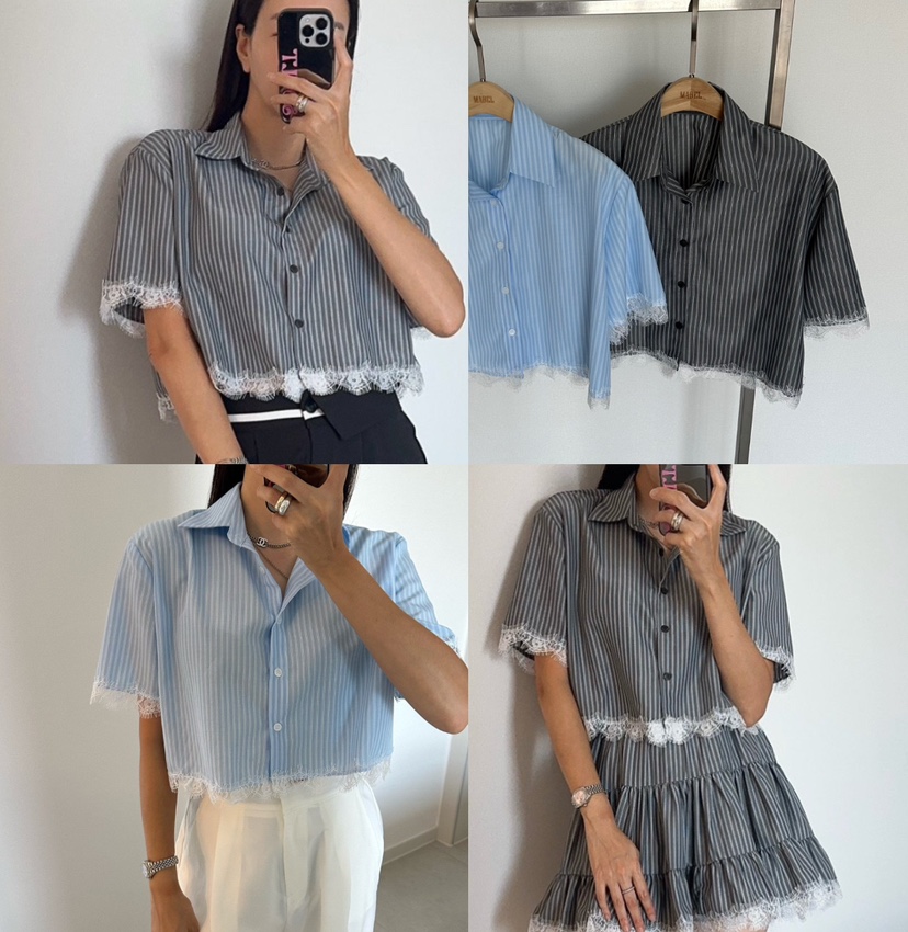 SOUIT東大門實拍韓國女士新款26春夏26夏季人氣襯衫蕾絲衫SOUIT by mabel-L襯衫/蕾絲衫