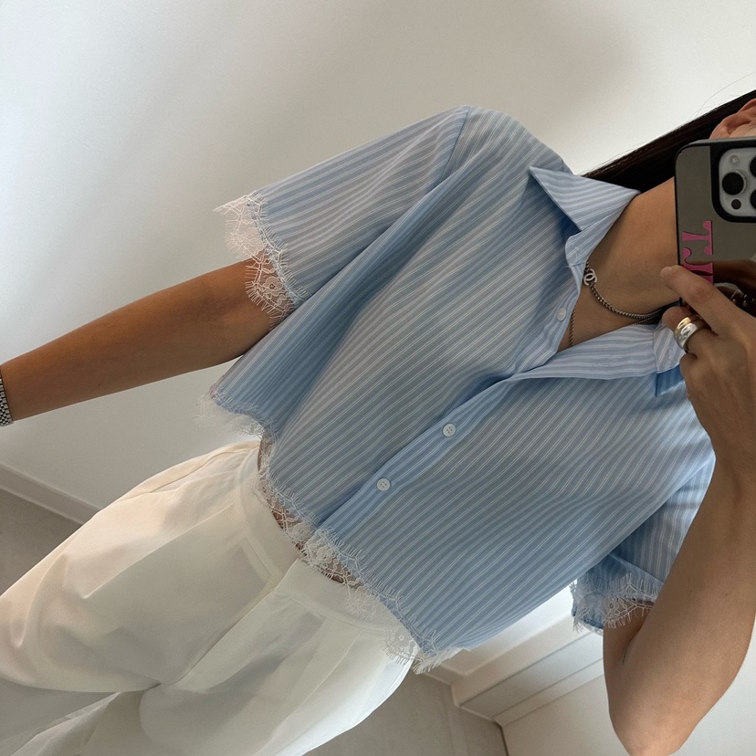 SOUIT東大門實拍韓國女士新款26春夏26夏季人氣襯衫蕾絲衫SOUIT by mabel-L襯衫/蕾絲衫
