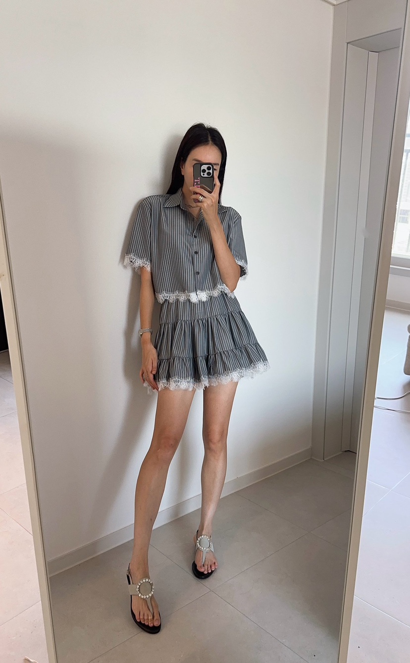 SOUIT東大門實拍韓國女士新款26春夏26夏季人氣襯衫蕾絲衫SOUIT by mabel-L襯衫/蕾絲衫