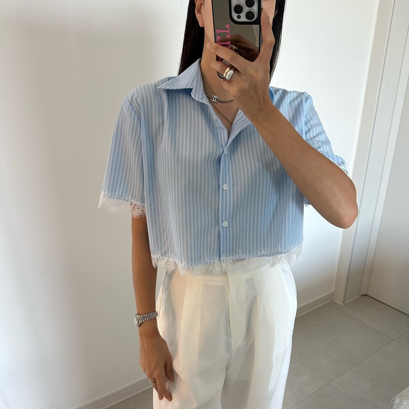 SOUIT東大門實拍韓國女士新款26春夏26夏季人氣襯衫蕾絲衫SOUIT by mabel-L襯衫/蕾絲衫圖色1