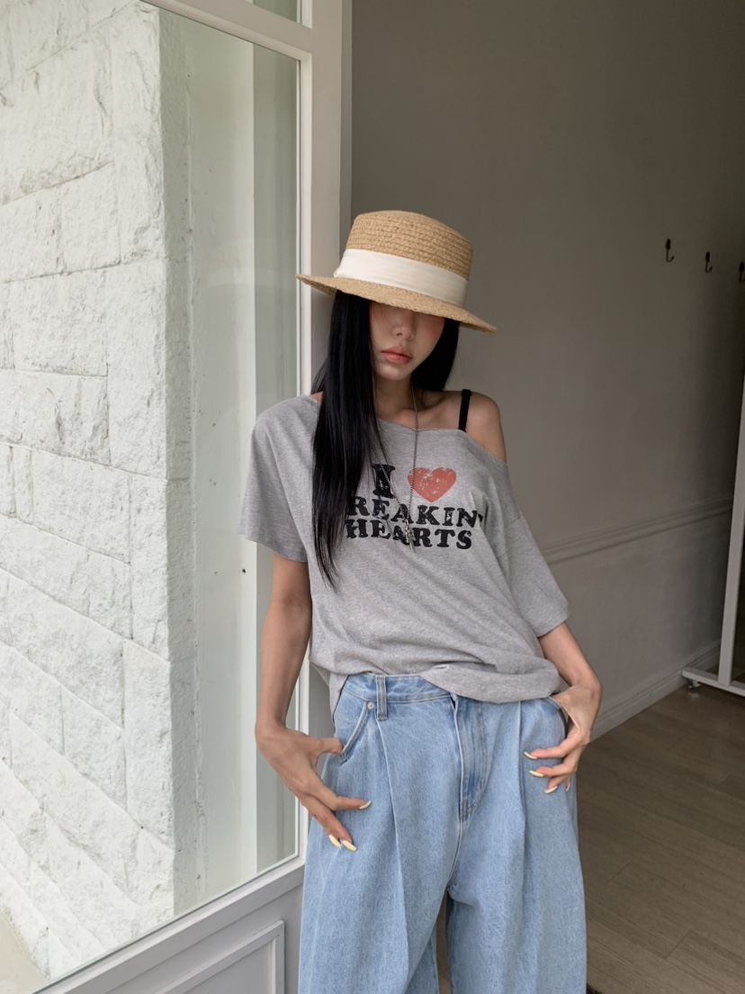 BADCALM韓國代購女裝新品時尚熱賣26夏季26春夏牛仔褲褶裥BADCALM牛仔褲