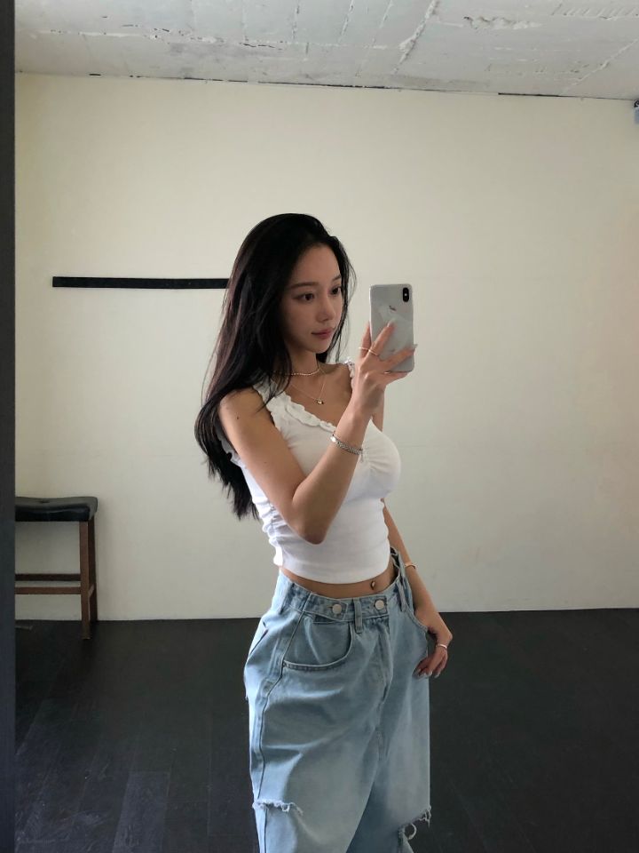 mars韓國直郵實拍女裝新款熱賣26春夏吊帶背心荷葉邊無袖mars吊帶/背心