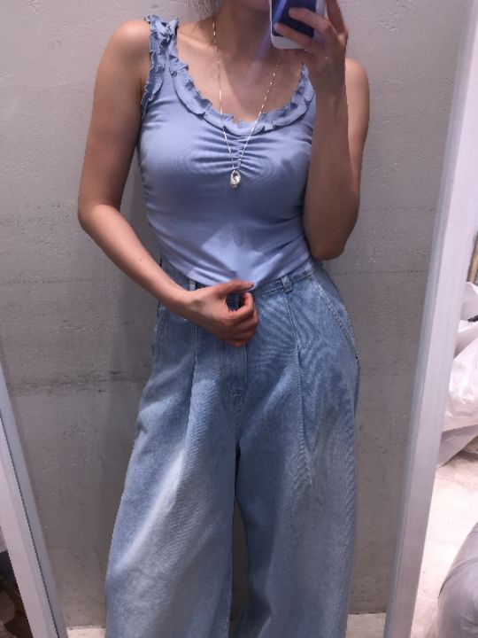 mars韓國直郵實拍女裝新款熱賣26春夏吊帶背心荷葉邊無袖mars吊帶/背心