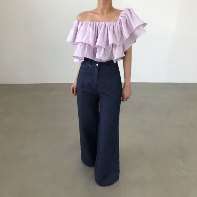 2TWO MOON韓國東大門直郵女士新品26夏季襯衫蕾絲衫荷葉邊2TWO MOON襯衫/蕾絲衫
