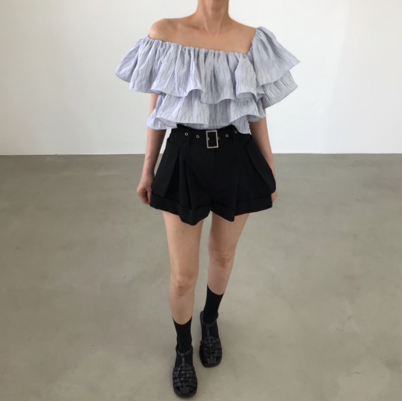 2TWO MOON韓國東大門直郵女士新品26夏季襯衫蕾絲衫荷葉邊2TWO MOON襯衫/蕾絲衫