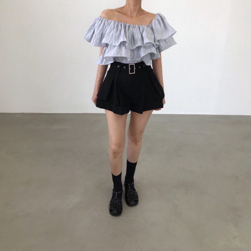2TWO MOON韓國東大門直郵女士新品26夏季襯衫蕾絲衫荷葉邊2TWO MOON襯衫/蕾絲衫