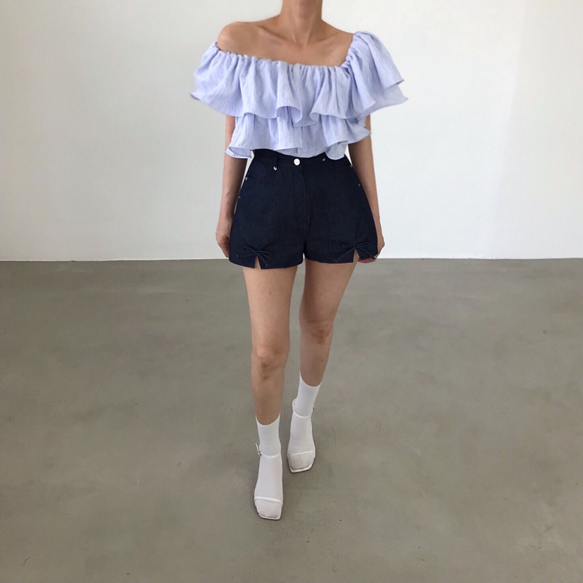 2TWO MOON韓國東大門直郵女士新品26夏季襯衫蕾絲衫荷葉邊2TWO MOON襯衫/蕾絲衫