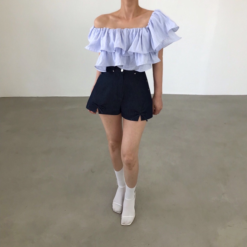 2TWO MOON韓國東大門直郵女士新品26夏季襯衫蕾絲衫荷葉邊2TWO MOON襯衫/蕾絲衫
