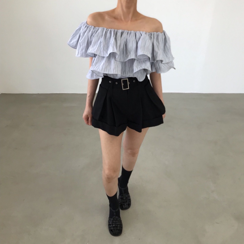 2TWO MOON韓國東大門直郵女士新品26夏季襯衫蕾絲衫荷葉邊2TWO MOON襯衫/蕾絲衫圖色3
