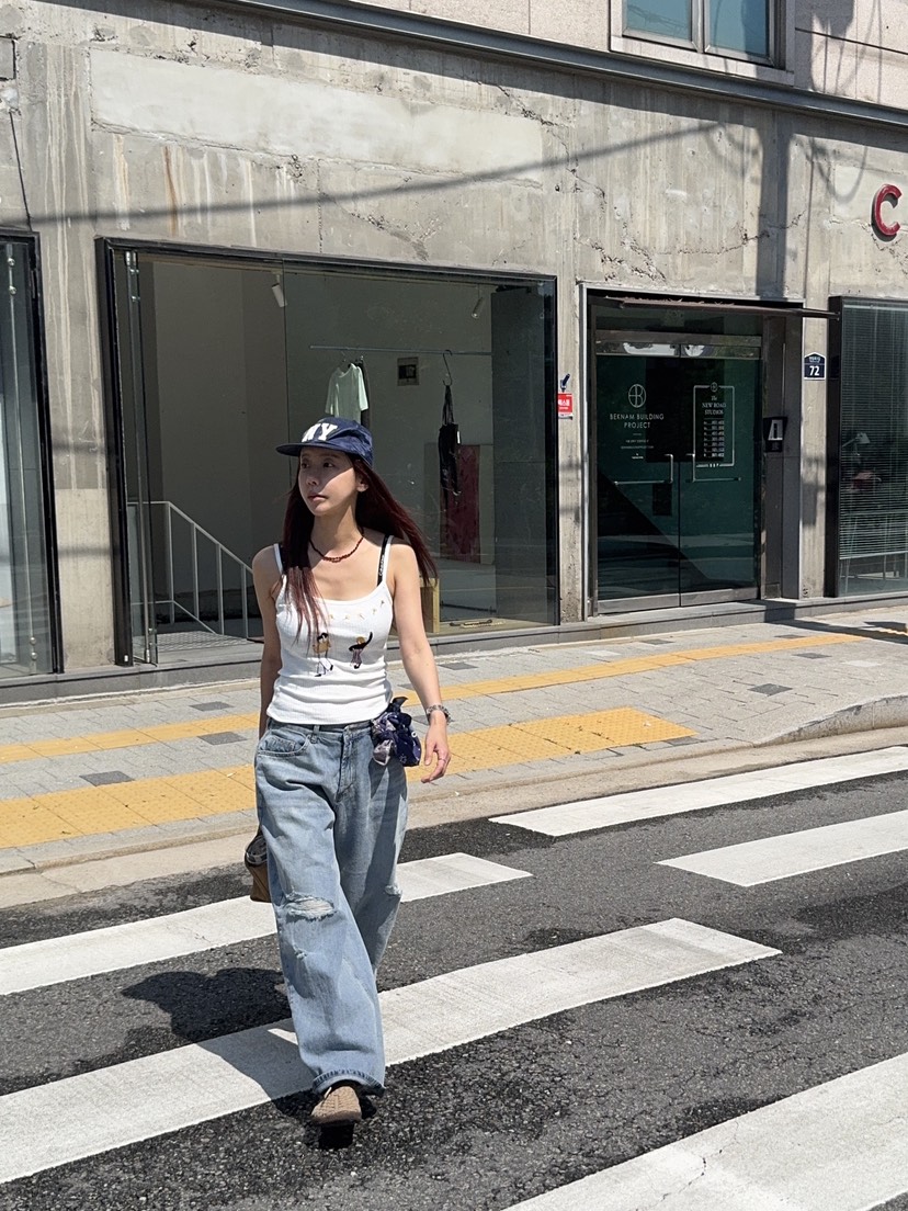 SUNDER MARKET韓國直郵女士新品休閑吊帶背心不含內搭刺繡SUNDER MARKET吊帶/背心