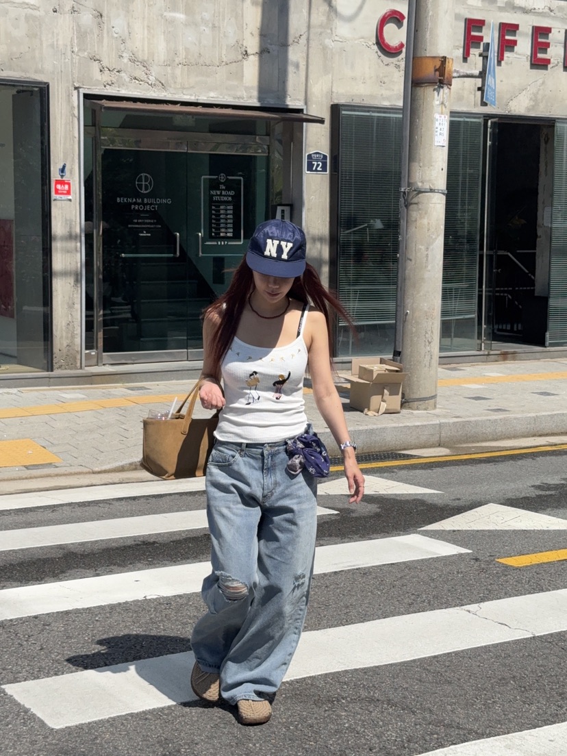 SUNDER MARKET韓國直郵女士新品休閑吊帶背心不含內搭刺繡SUNDER MARKET吊帶/背心