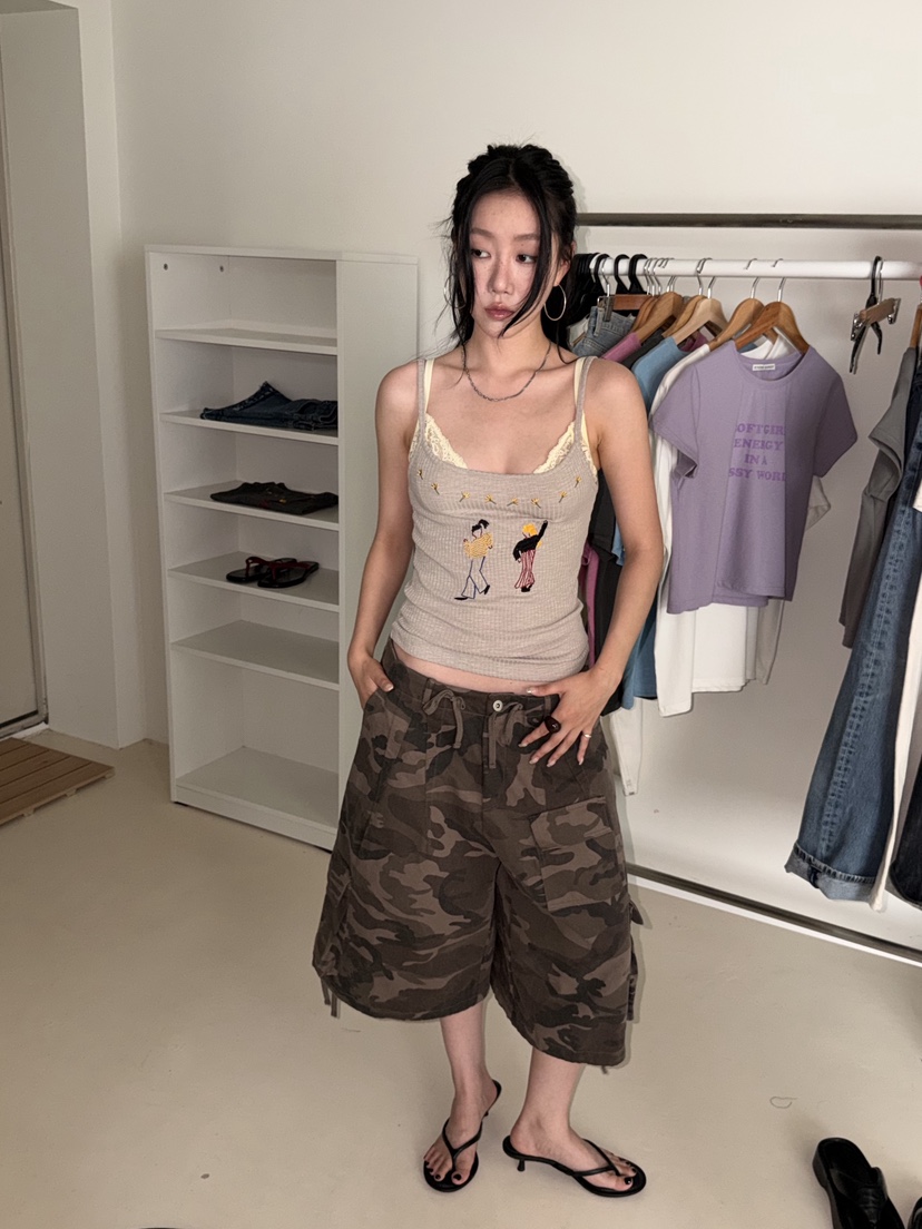 SUNDER MARKET韓國直郵女士新品休閑吊帶背心不含內搭刺繡SUNDER MARKET吊帶/背心