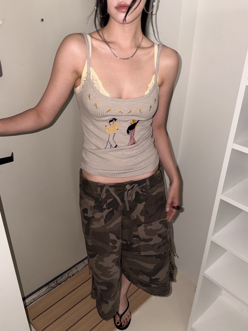 SUNDER MARKET韓國直郵女士新品休閑吊帶背心不含內搭刺繡SUNDER MARKET吊帶/背心