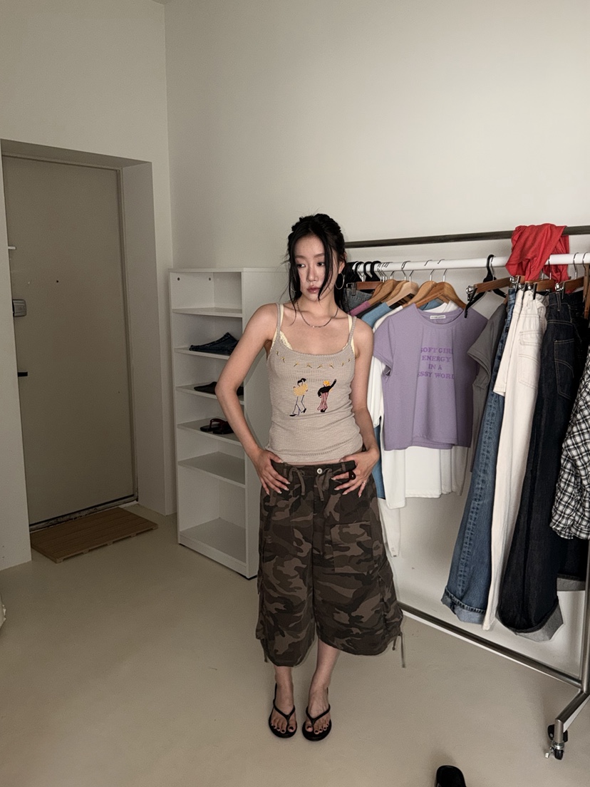 SUNDER MARKET韓國直郵女士新品休閑吊帶背心不含內搭刺繡SUNDER MARKET吊帶/背心