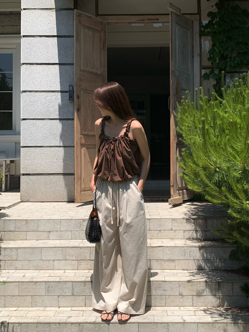 BLEECKER韓國直郵女裝新品熱賣休閑推薦26春夏休閑褲亞麻布BLEECKER休閑褲