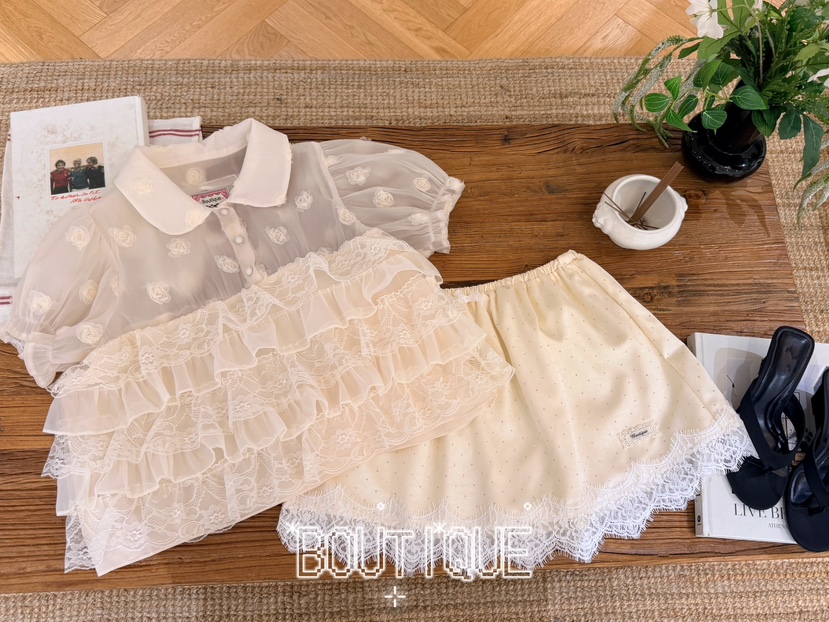 BOUTIQUE-L韓國直郵女士新品休閑熱賣人氣26春夏襯衫蕾絲衫BOUTIQUE-L襯衫/蕾絲衫