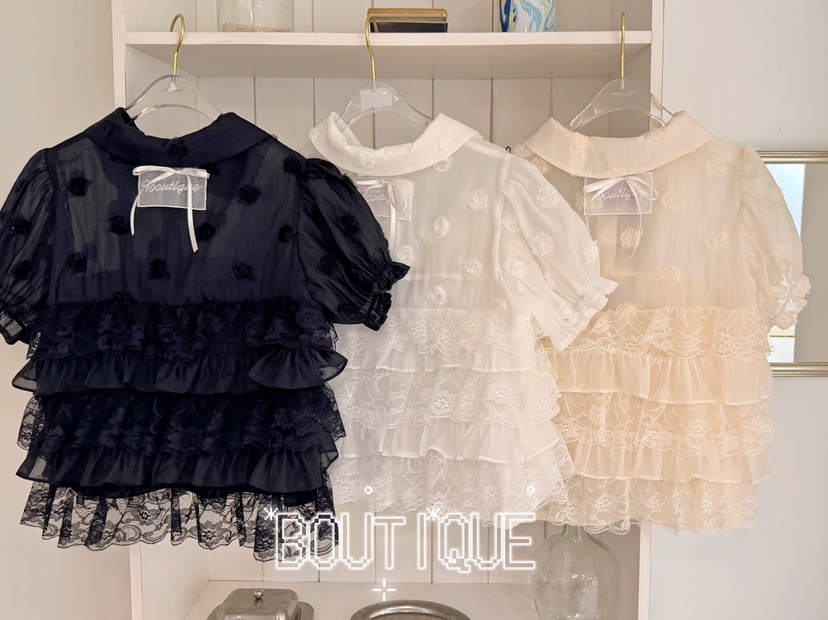 BOUTIQUE-L韓國直郵女士新品休閑熱賣人氣26春夏襯衫蕾絲衫BOUTIQUE-L襯衫/蕾絲衫