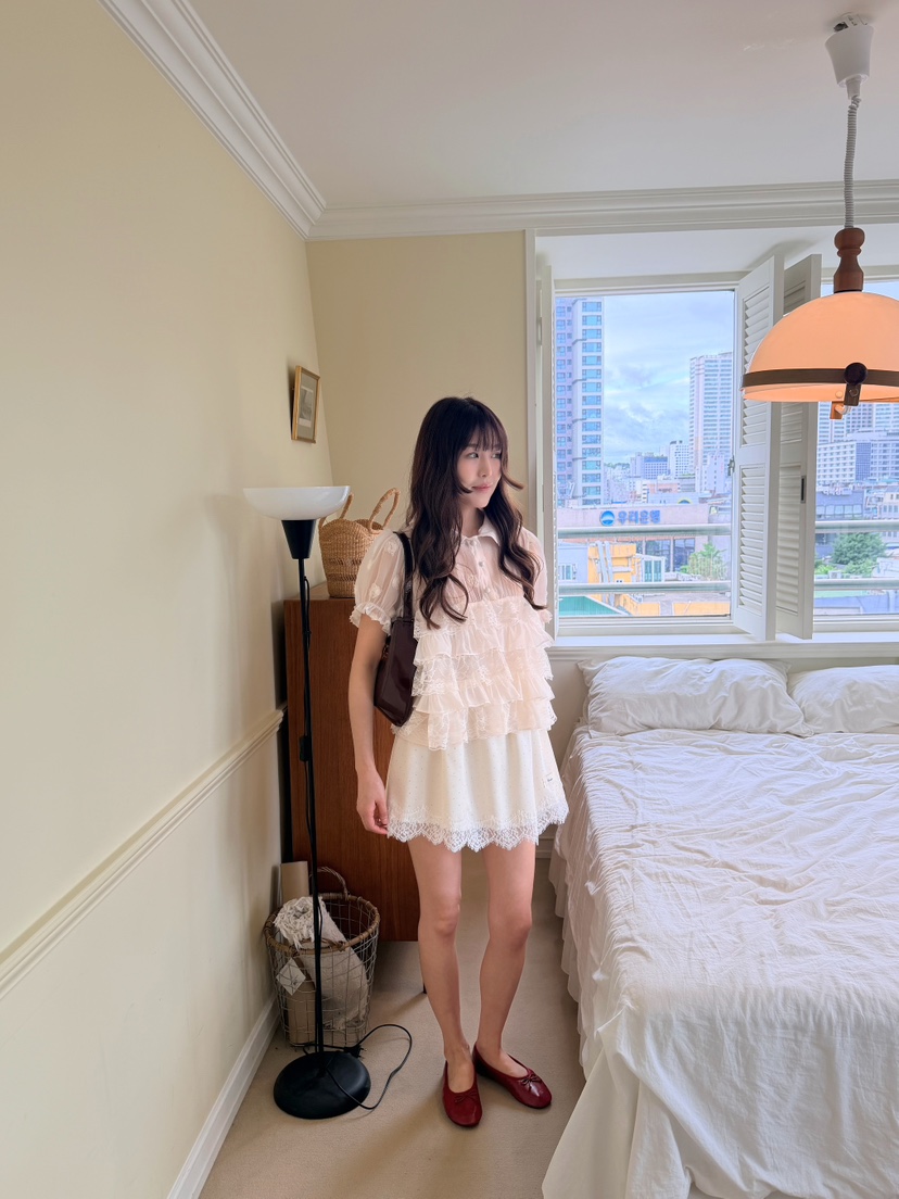BOUTIQUE-L韓國直郵女士新品休閑熱賣人氣26春夏襯衫蕾絲衫BOUTIQUE-L襯衫/蕾絲衫
