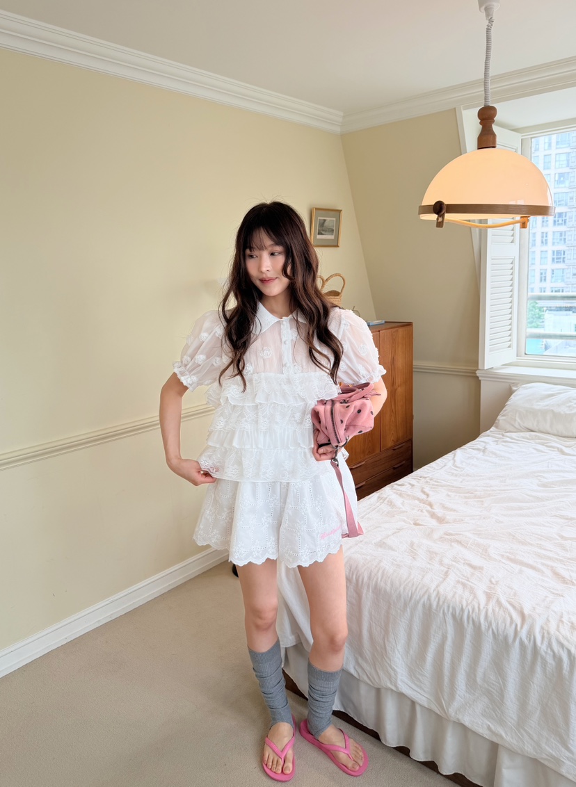 BOUTIQUE-L韓國直郵女士新品休閑熱賣人氣26春夏襯衫蕾絲衫BOUTIQUE-L襯衫/蕾絲衫