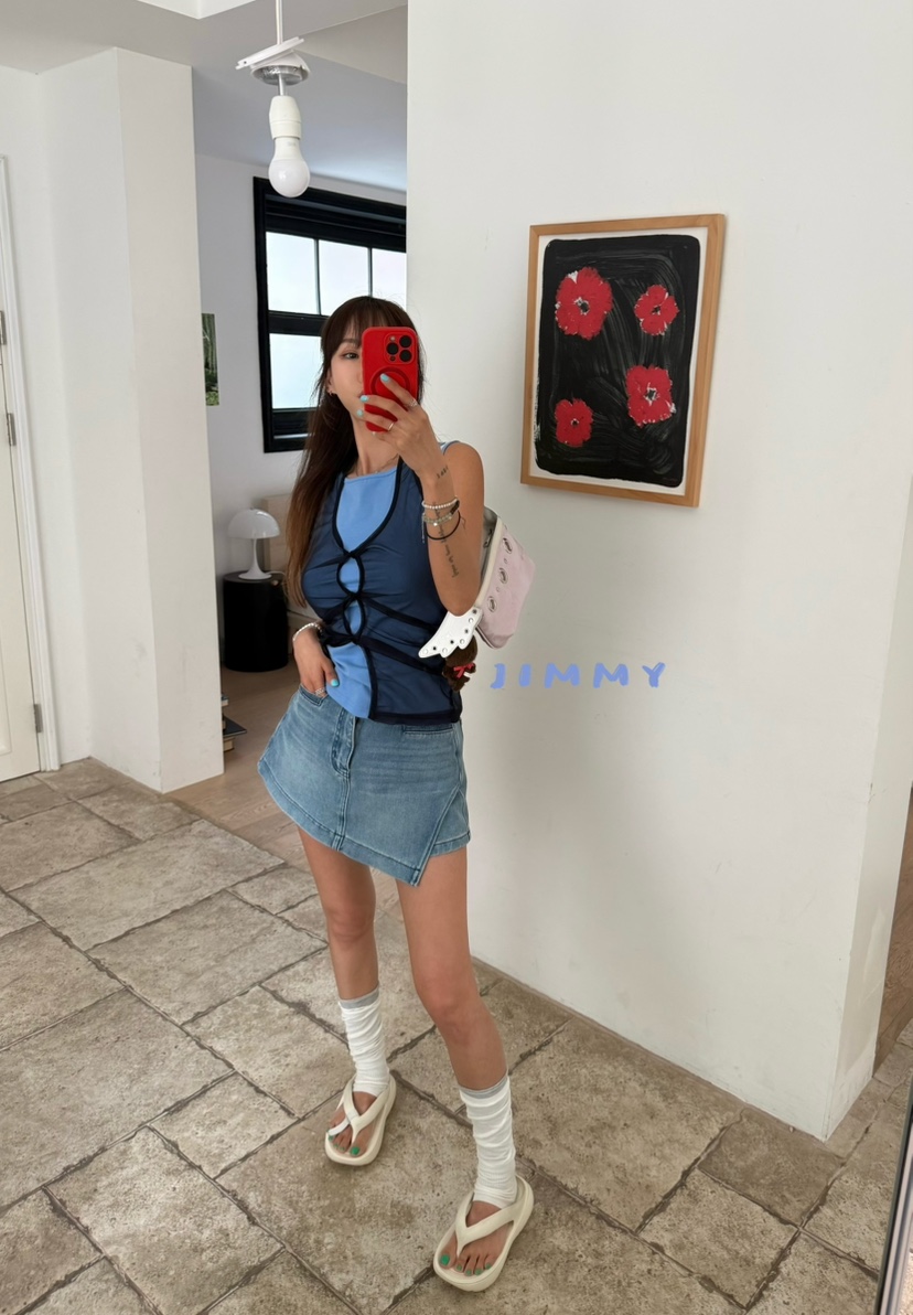 JIMMY韓國直郵實拍女裝新款職業推薦休閑熱賣26夏季套裝透明JIMMY/REMAKE套裝