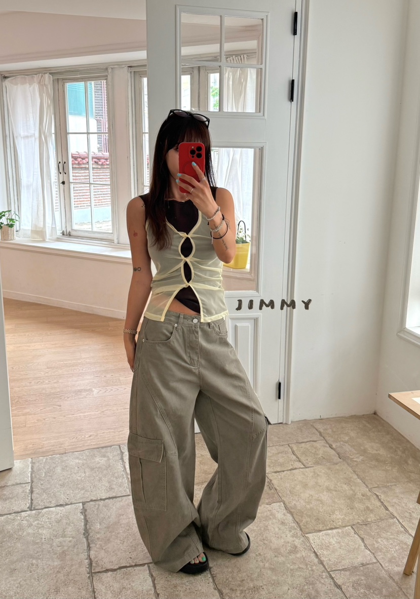 JIMMY韓國直郵實拍女裝新款職業推薦休閑熱賣26夏季套裝透明JIMMY/REMAKE套裝