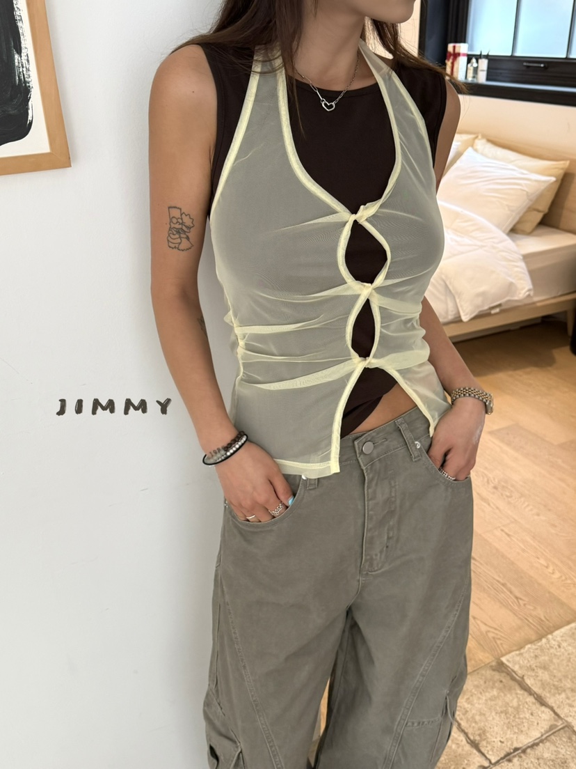 JIMMY韓國直郵實拍女裝新款職業推薦休閑熱賣26夏季套裝透明JIMMY/REMAKE套裝
