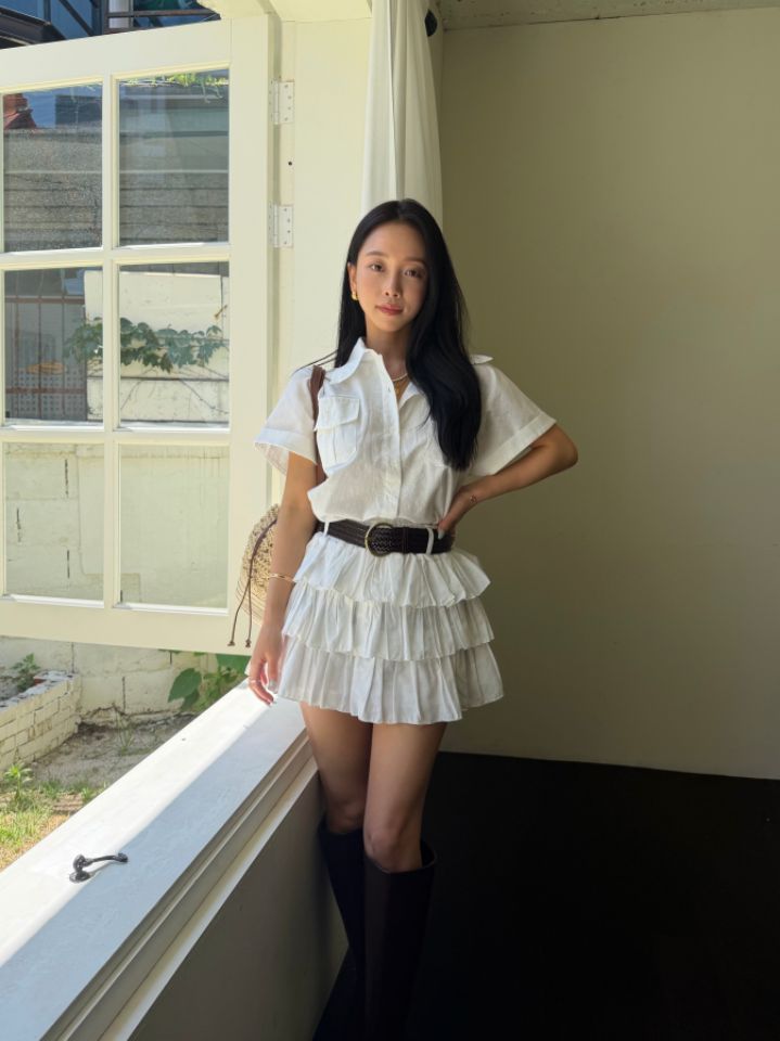 mars韓國直郵實拍女裝新品職業26春夏推薦短裙不含腰帶亞麻mars短裙