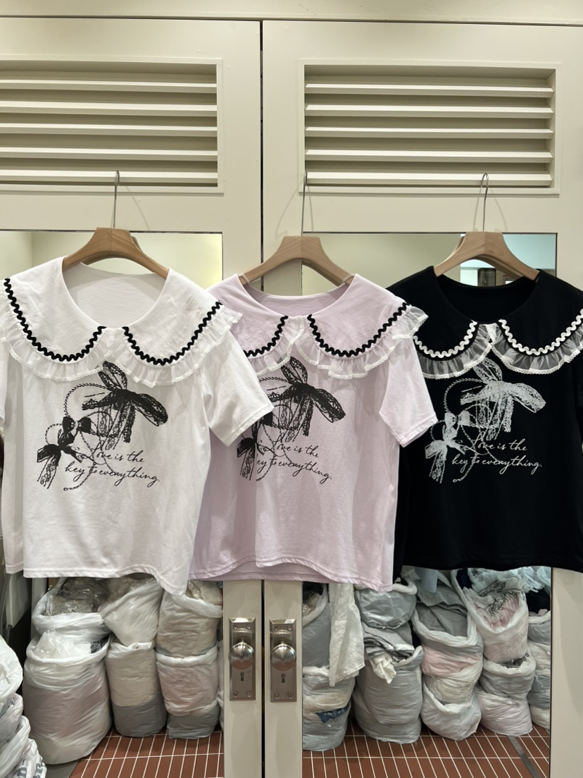 BE&amp;BE韓國直郵女士新款26夏季熱賣時尚人氣休閑T恤緞帶BE&beT恤