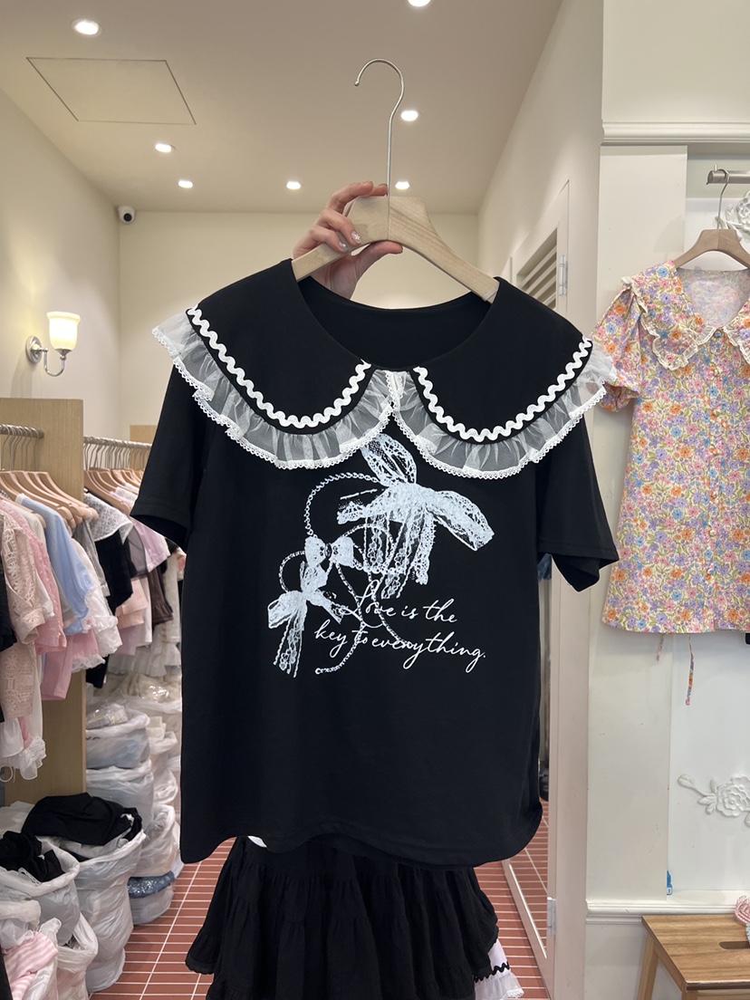 BE&amp;BE韓國直郵女士新款26夏季熱賣時尚人氣休閑T恤緞帶BE&beT恤圖色2