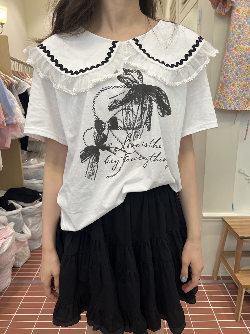 BE&amp;BE韓國直郵女士新款26夏季熱賣時尚人氣休閑T恤緞帶BE&beT恤圖色3