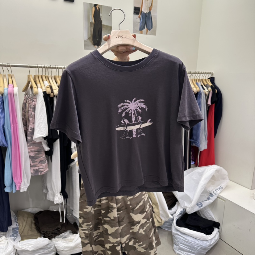 VIVEL韓國直郵女裝新品職業26春夏26夏季休閑時尚熱賣T恤VIVE LT恤圖色2