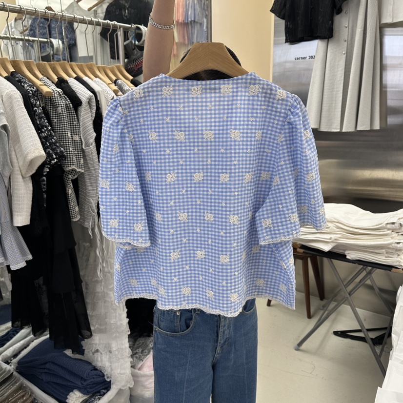 CORNER韓國直郵實拍女裝新款26夏季時尚推薦26春夏襯衫蕾絲衫CORNER.302襯衫/蕾絲衫