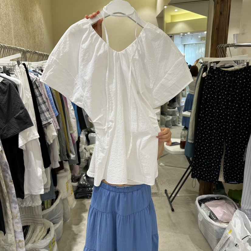 REFLAT東大門實拍韓國女裝新品推薦時尚襯衫蕾絲衫含腰繩REFLAT襯衫/蕾絲衫圖色1