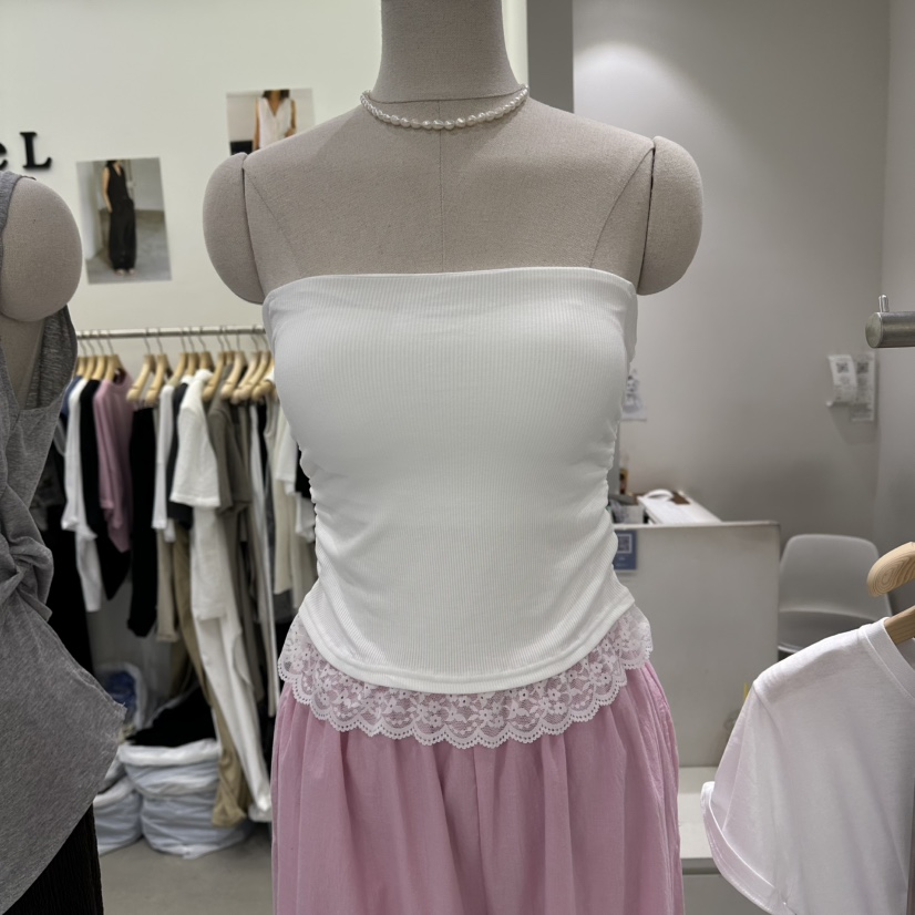 VIVEL韓國代購女裝新款休閑熱賣時尚人氣吊帶背心蕾絲褶皺VIVE L吊帶/背心圖色1