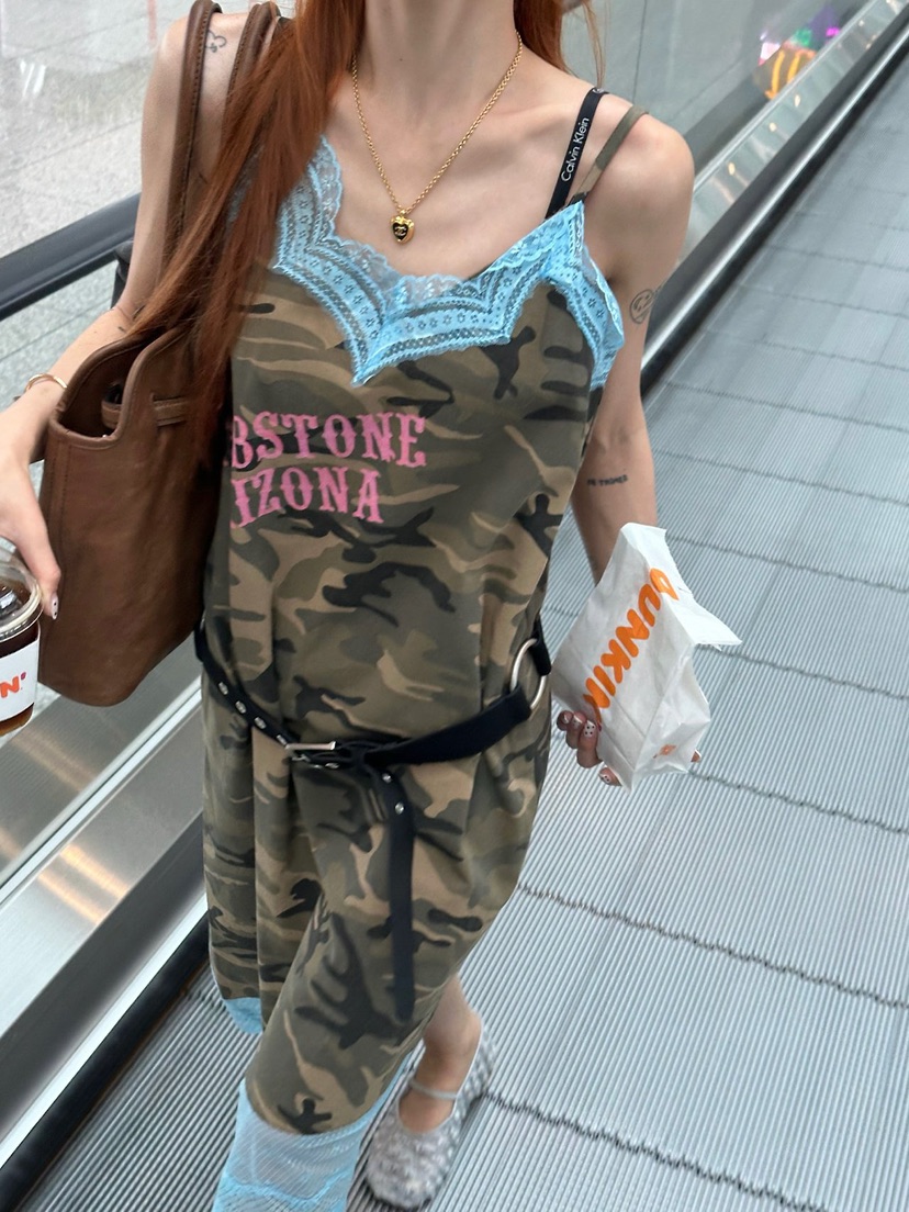 ZEROZERO韓國東大門直郵女士新款時尚連衣裙不含腰帶迷彩ZEROZERO連衣裙圖色2
