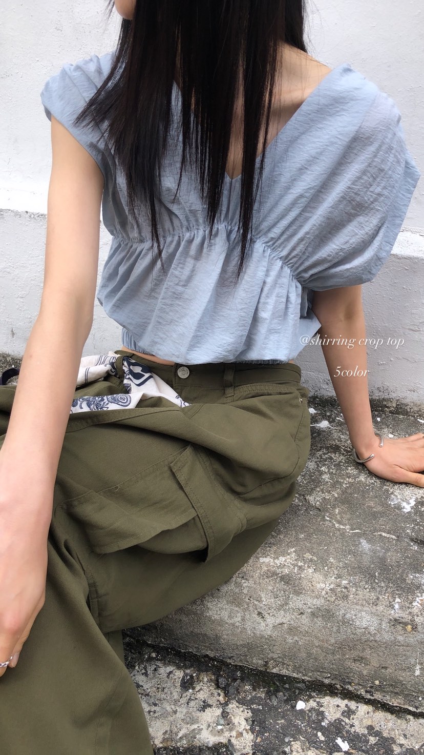 OVER RICH韓國東大門直郵女裝新款26春夏襯衫蕾絲衫褶皺OVER RICH襯衫/蕾絲衫