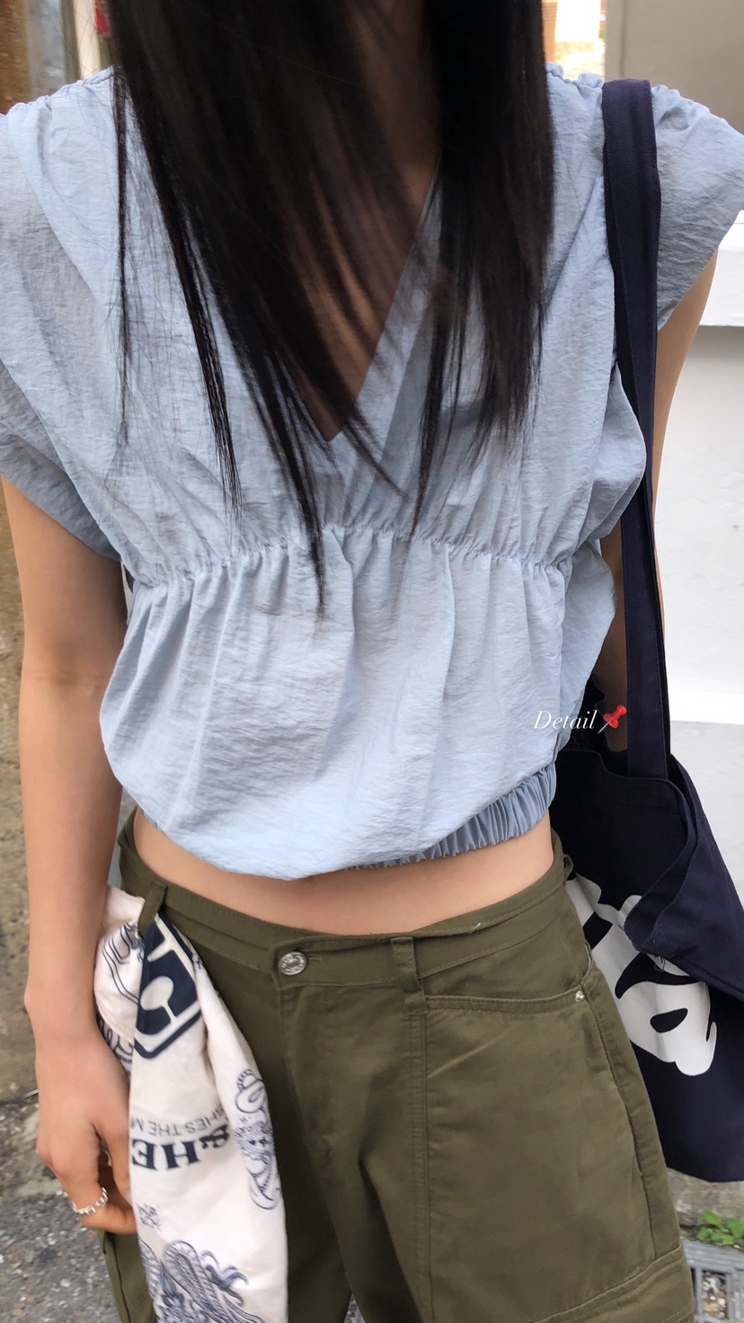 OVER RICH韓國東大門直郵女裝新款26春夏襯衫蕾絲衫褶皺OVER RICH襯衫/蕾絲衫