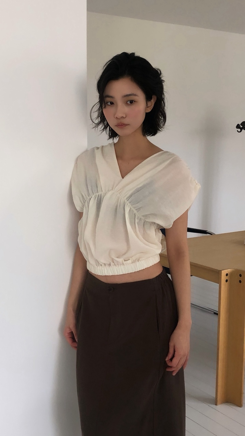 OVER RICH韓國東大門直郵女裝新款26春夏襯衫蕾絲衫褶皺OVER RICH襯衫/蕾絲衫