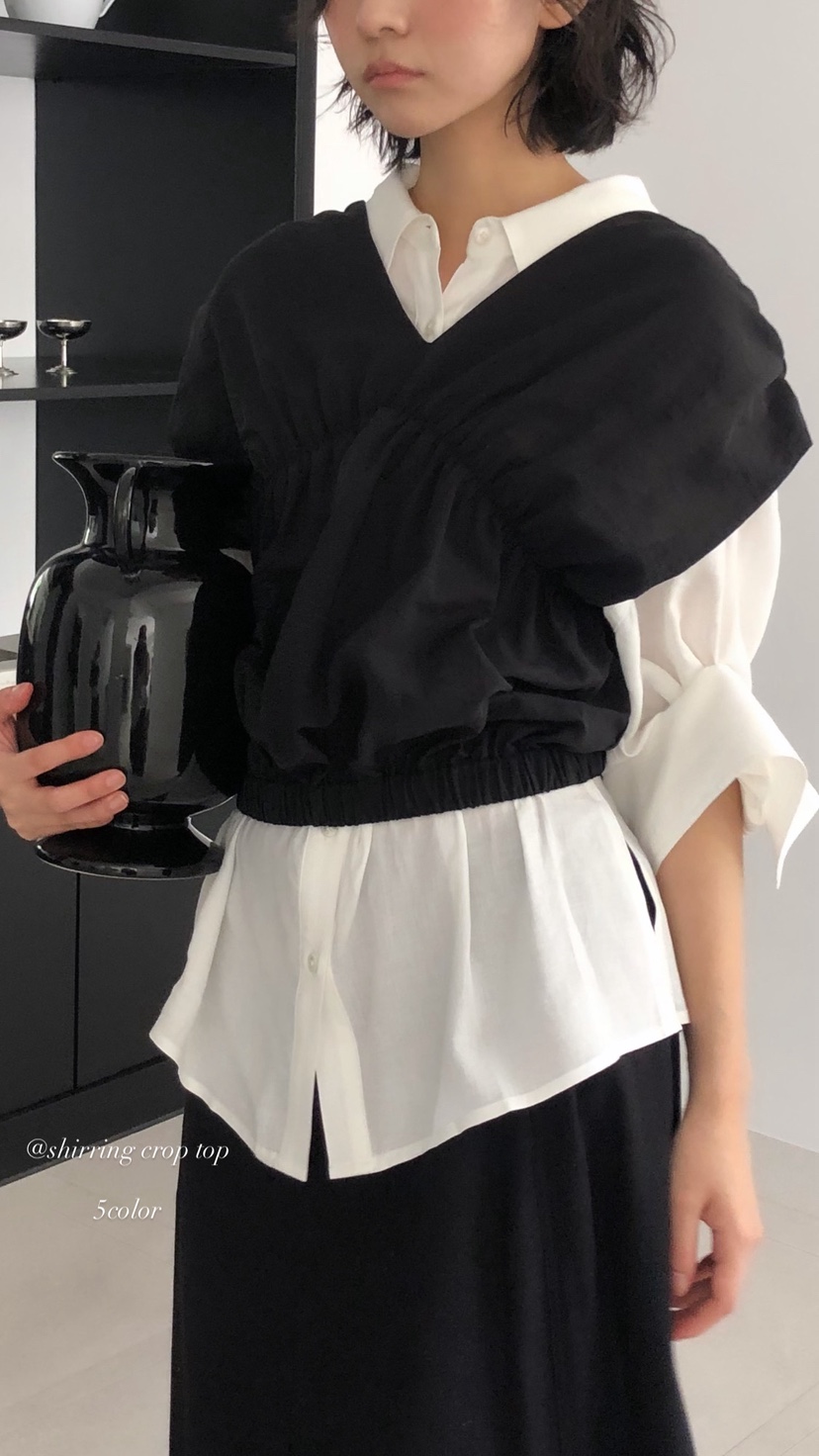OVER RICH韓國東大門直郵女裝新款26春夏襯衫蕾絲衫褶皺OVER RICH襯衫/蕾絲衫