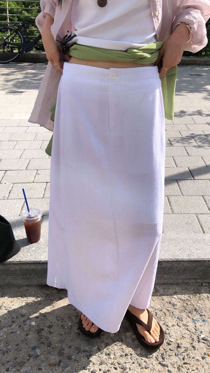 OVER RICH韓國東大門直郵女裝新品26春夏職業長裙亞麻布OVER RICH長裙