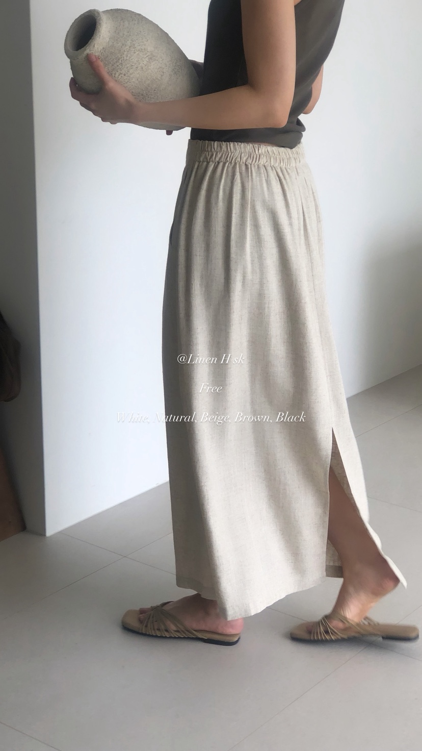 OVER RICH韓國東大門直郵女裝新品26春夏職業長裙亞麻布OVER RICH長裙