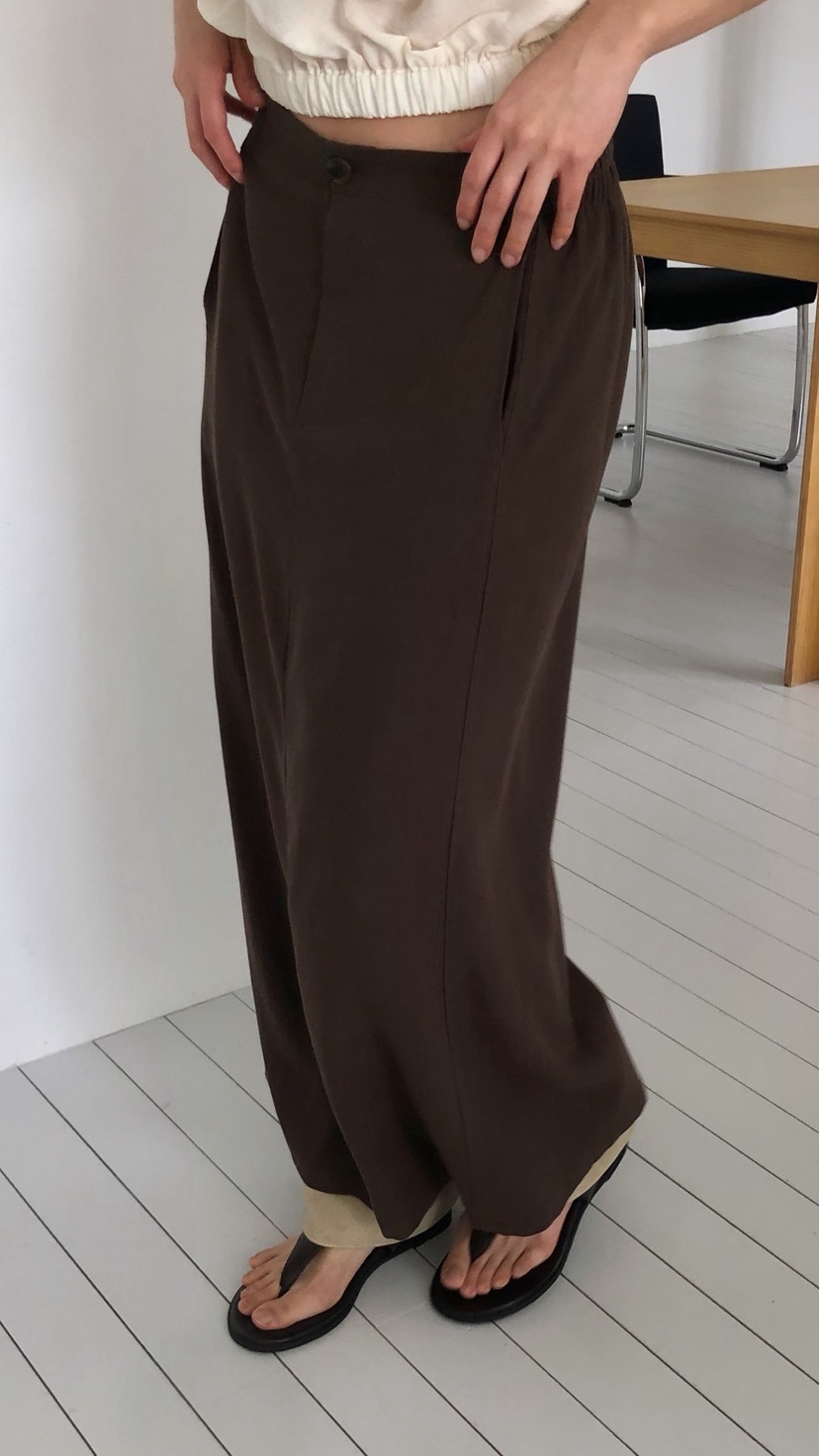 OVER RICH韓國東大門直郵女裝新品26春夏職業長裙亞麻布OVER RICH長裙