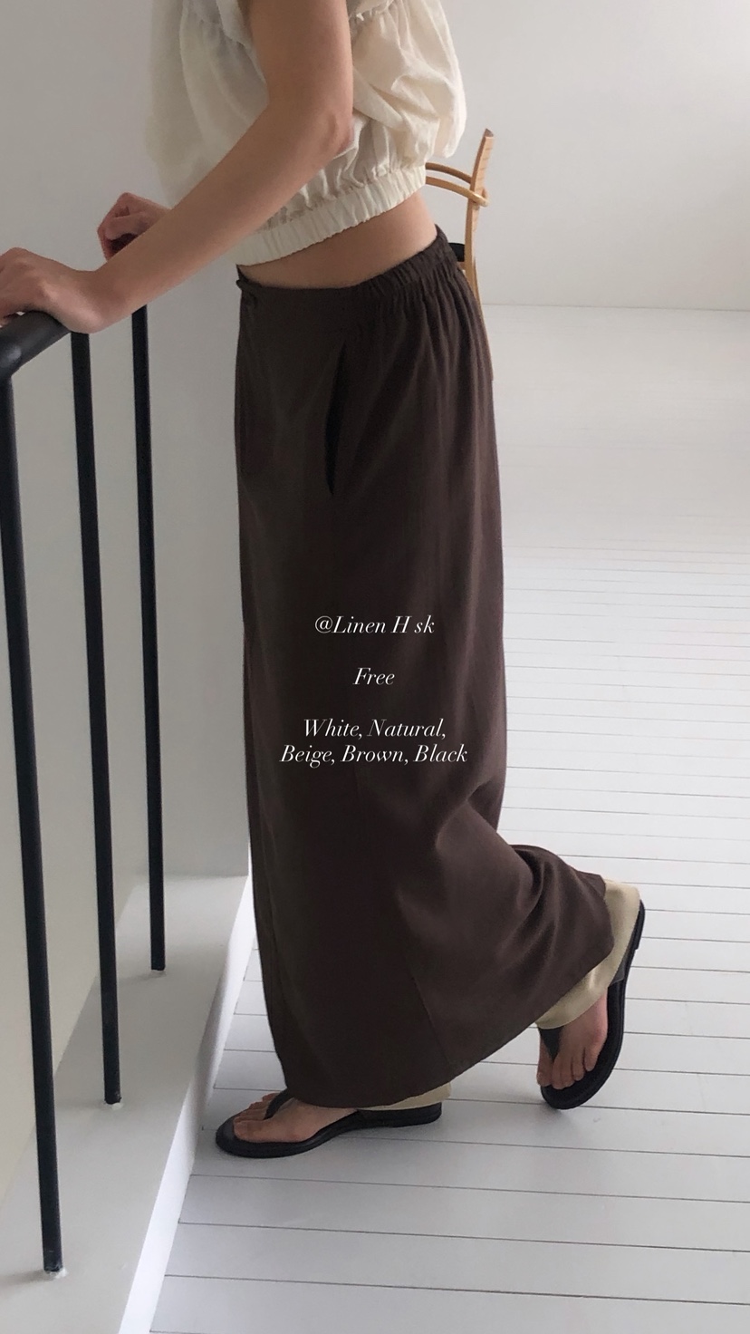 OVER RICH韓國東大門直郵女裝新品26春夏職業長裙亞麻布OVER RICH長裙